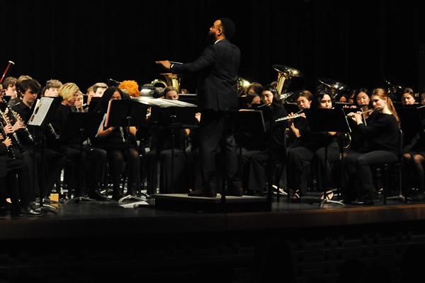 Students performing at the 2023-2024 All County Band Concert